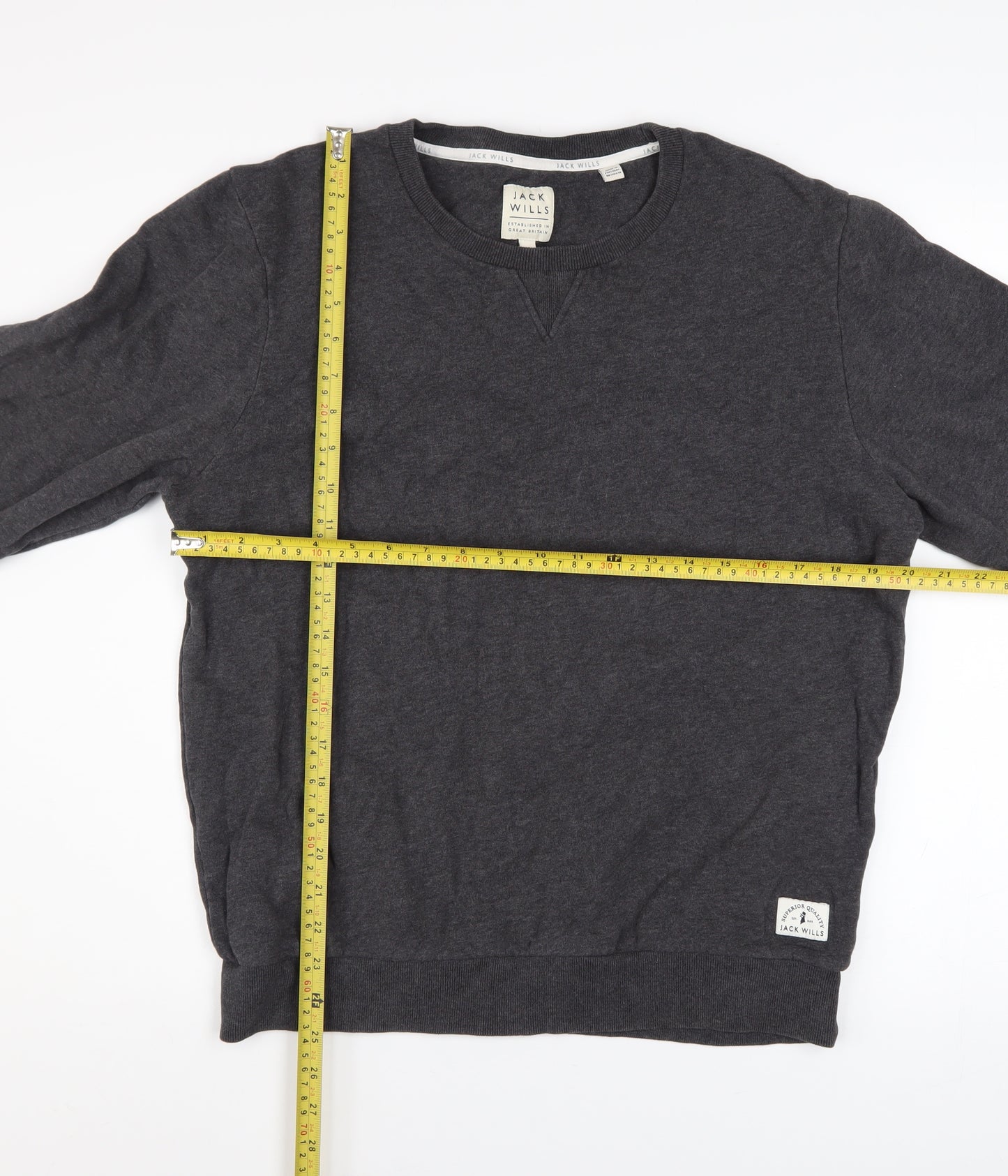 Jack Wills Men's Grey Cotton Crew Neck Pullover Sweatshirt M