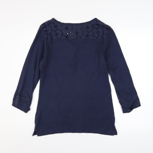Spirit at M&Co Women's Blue Size 12 Cotton 3/4 Sleeve Button Top