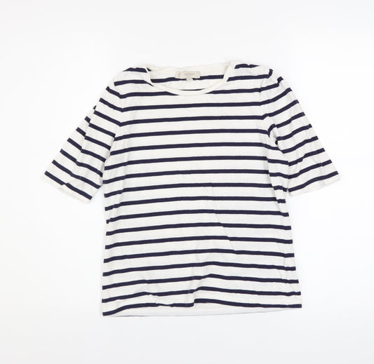 Hobbs Women’s White Navy Striped Cotton Jersey T-Shirt XS