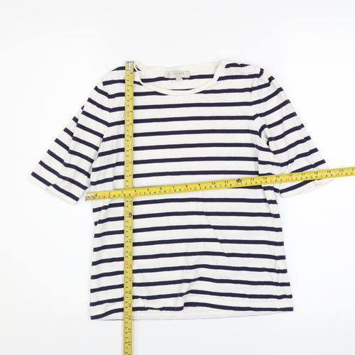 Hobbs Women’s White Navy Striped Cotton Jersey T-Shirt XS