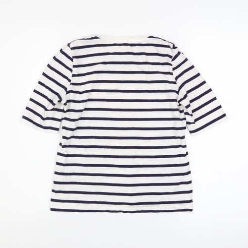 Hobbs Women’s White Navy Striped Cotton Jersey T-Shirt XS