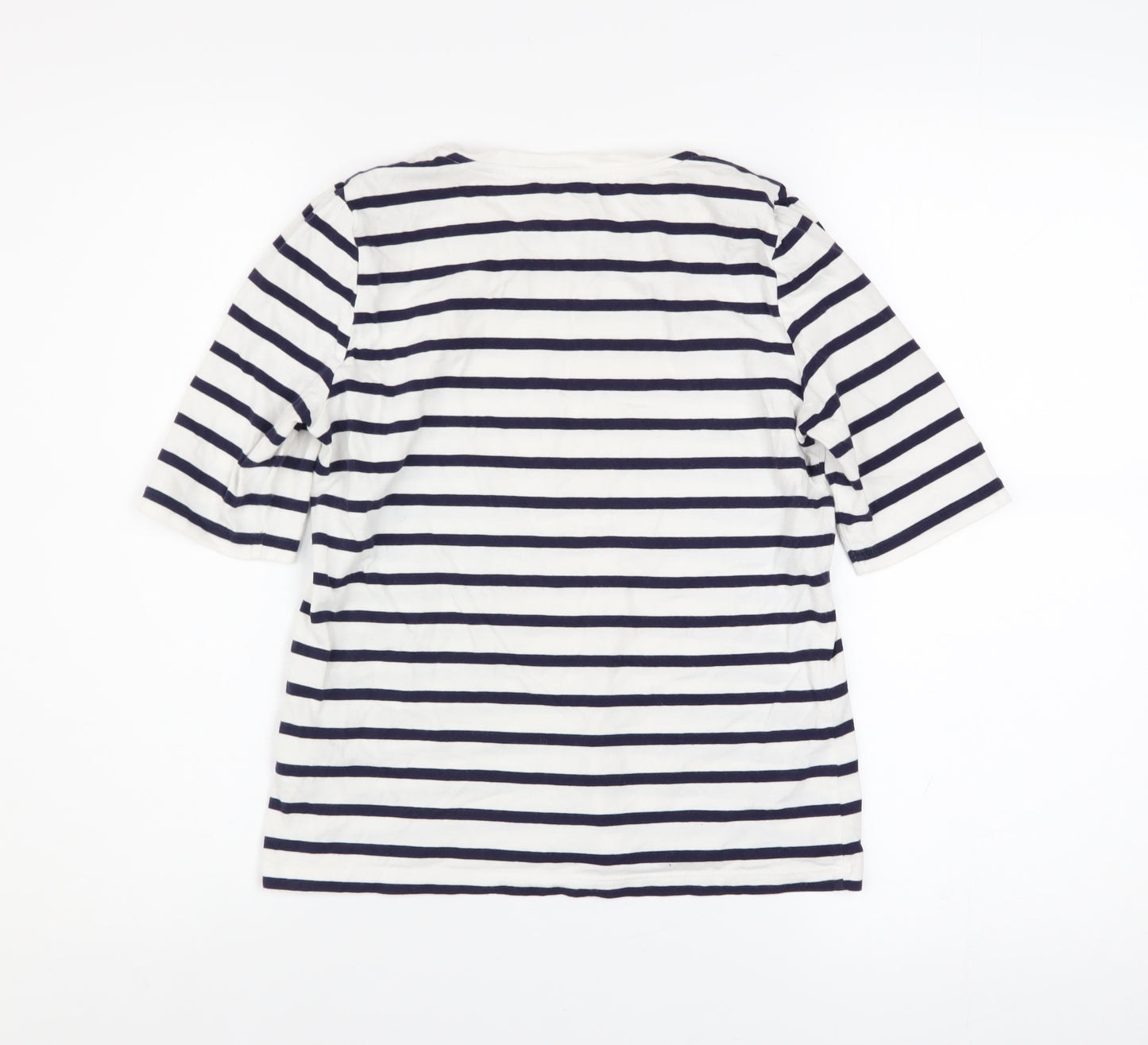 Hobbs Women’s White Navy Striped Cotton Jersey T-Shirt XS