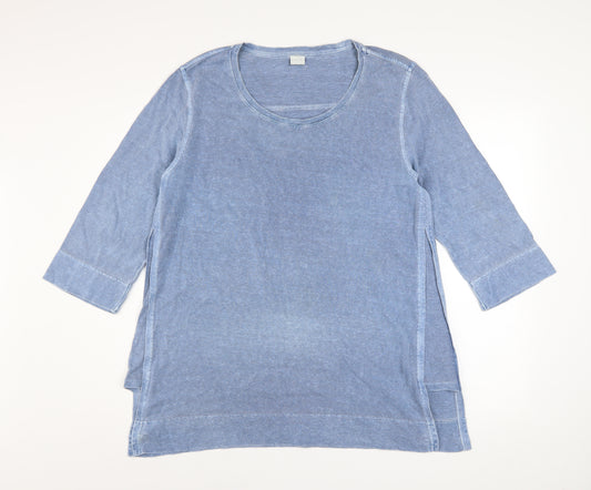 Poetry Women Blue Tunic 3/4 Sleeve UK 16 Hemp Cotton Blend Pullover