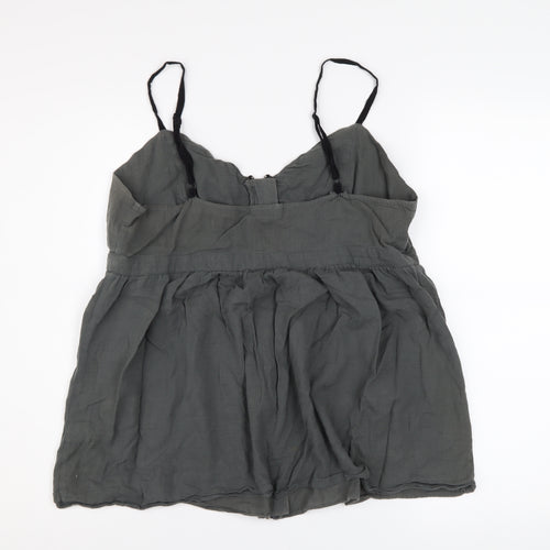 Topshop Women’s Grey Cotton Camisole Tank Top UK 16 Zip Front