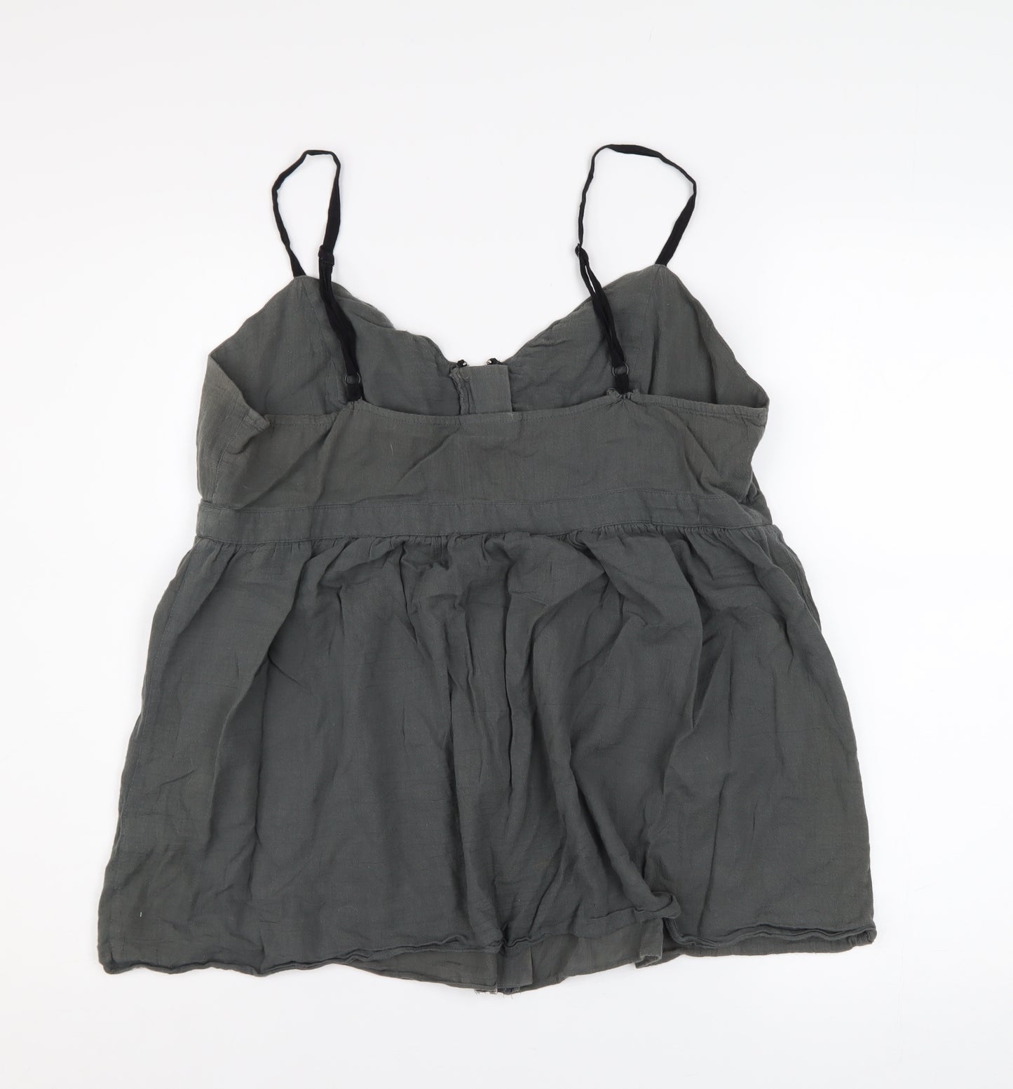 Topshop Women’s Grey Cotton Camisole Tank Top UK 16 Zip Front