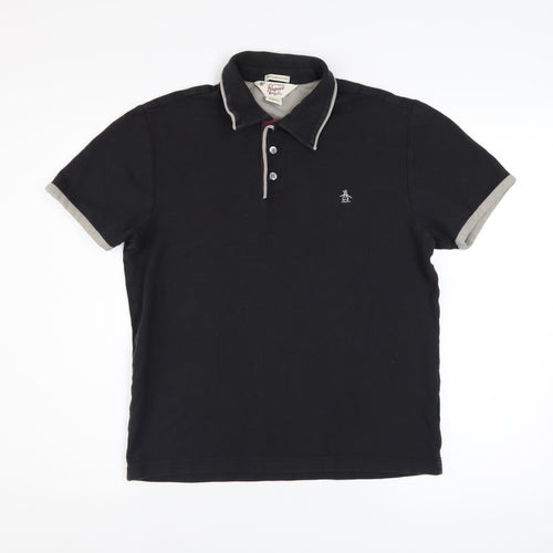 Original Penguin Men's Black Slim Fit Cotton Polo Shirt Size S