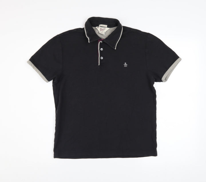 Original Penguin Men's Black Slim Fit Cotton Polo Shirt Size S