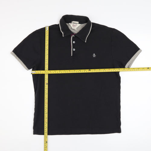 Original Penguin Men's Black Slim Fit Cotton Polo Shirt Size S