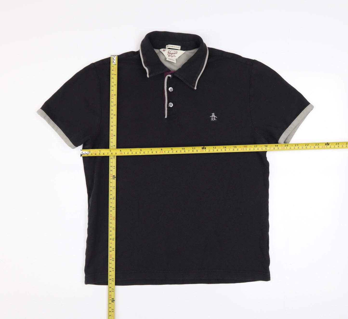 Original Penguin Men's Black Slim Fit Cotton Polo Shirt Size S