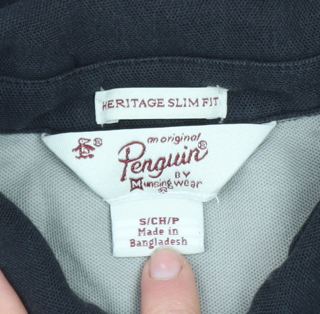 Original Penguin Men's Black Slim Fit Cotton Polo Shirt Size S