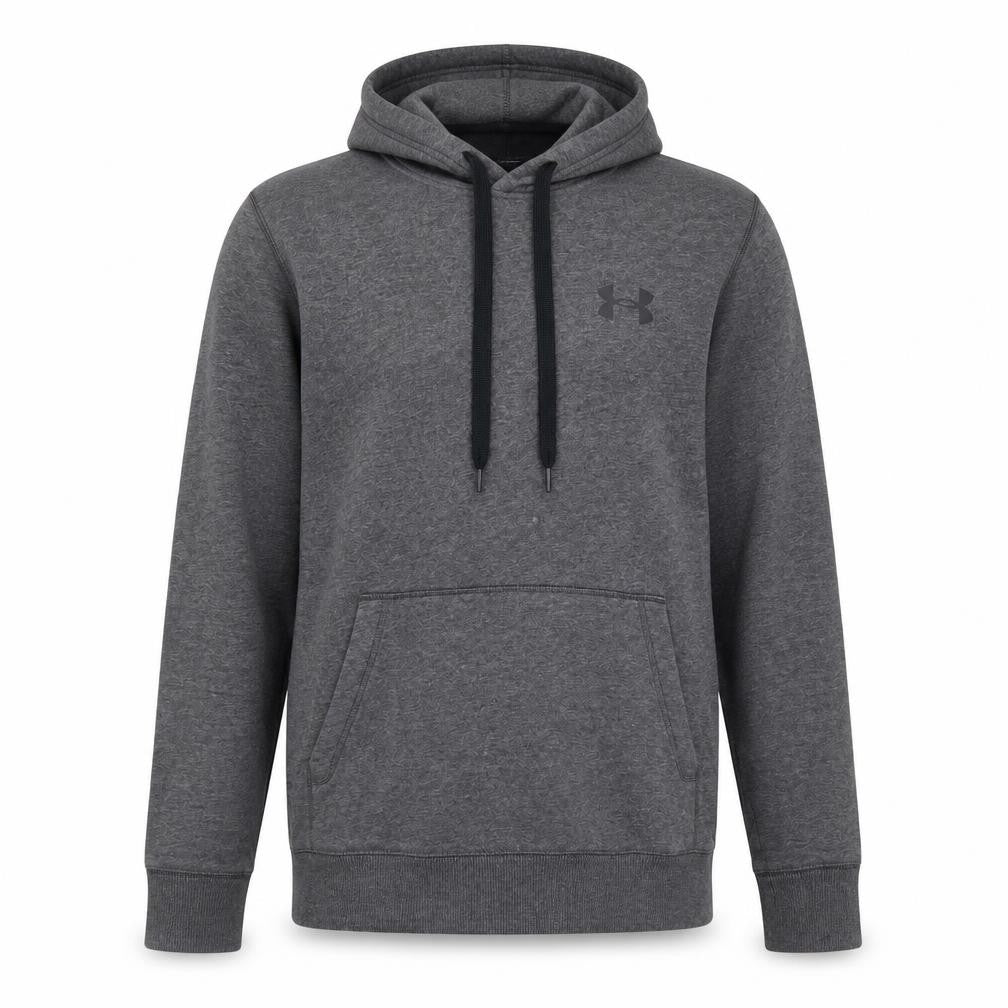 Front view of Under Armour Men's Grey Small Pullover Hoodie Fitted ColdGear