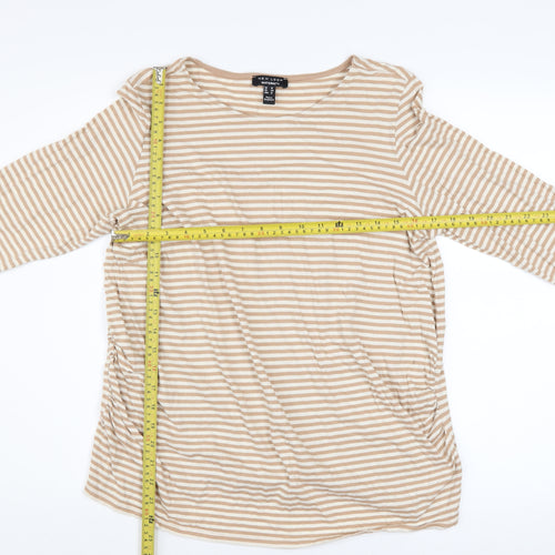 New Look Maternity Beige Striped 3/4 Sleeve Crew Neck Cotton T-Shirt UK 16