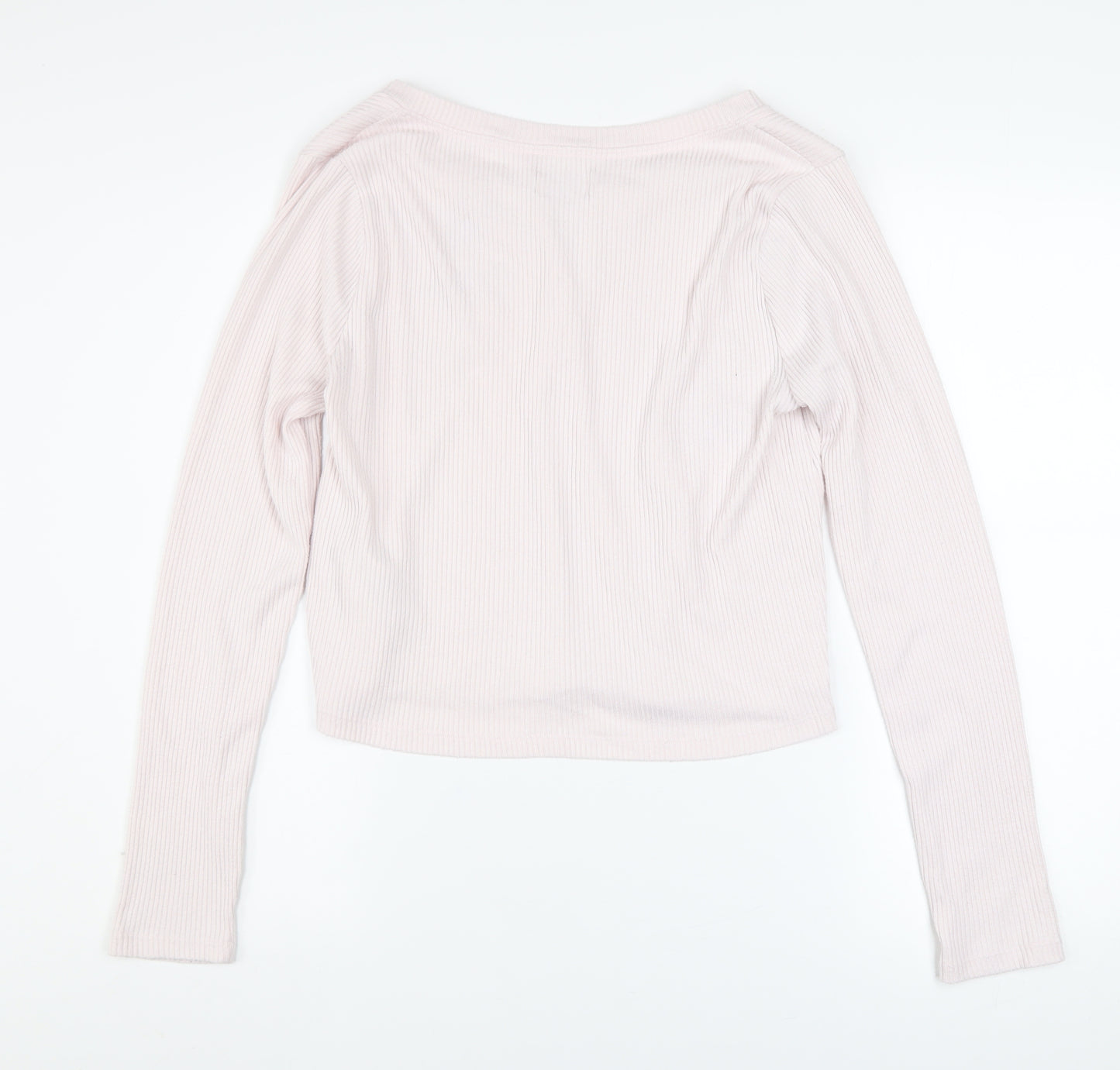 Hollister Women Pink Henley Sweatshirt Medium Long Sleeve