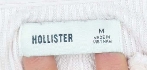 Hollister Women Pink Henley Sweatshirt Medium Long Sleeve