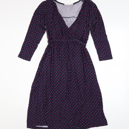 JoJo Maman Bébé Women’s Blue Polka Dot Wrap Midi Maternity Dress S