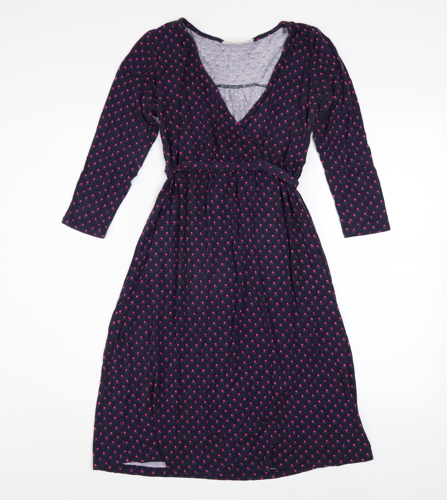 JoJo Maman Bébé Women’s Blue Polka Dot Wrap Midi Maternity Dress S
