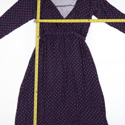 JoJo Maman Bébé Women’s Blue Polka Dot Wrap Midi Maternity Dress S