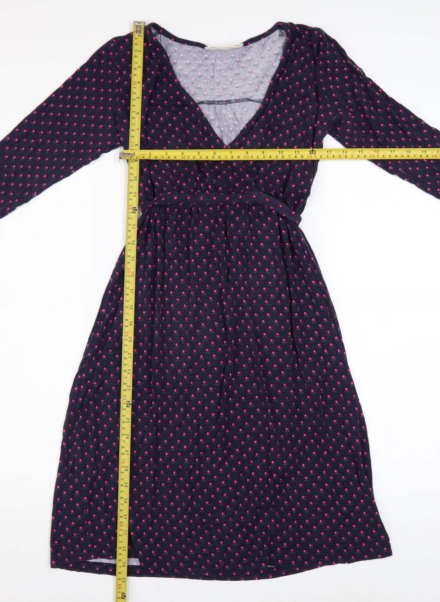 JoJo Maman Bébé Women’s Blue Polka Dot Wrap Midi Maternity Dress S