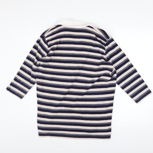Essentials Women Navy Stripe Cotton Pullover Hoodie Size 16