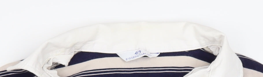 Essentials Women Navy Stripe Cotton Pullover Hoodie Size 16