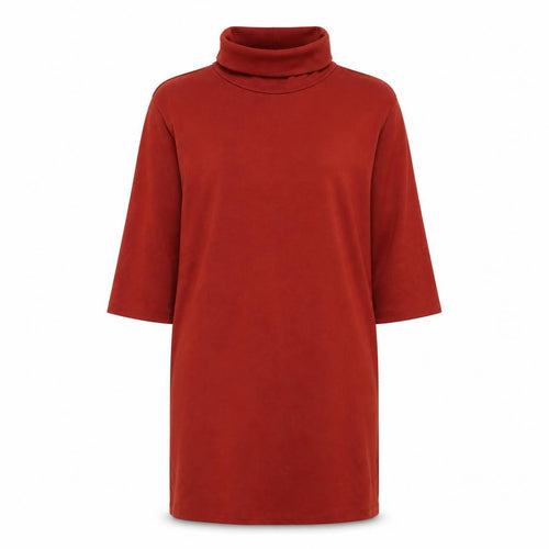 Zara Women Red Roll Neck 3/4 Sleeve Shift Jersey Dress S