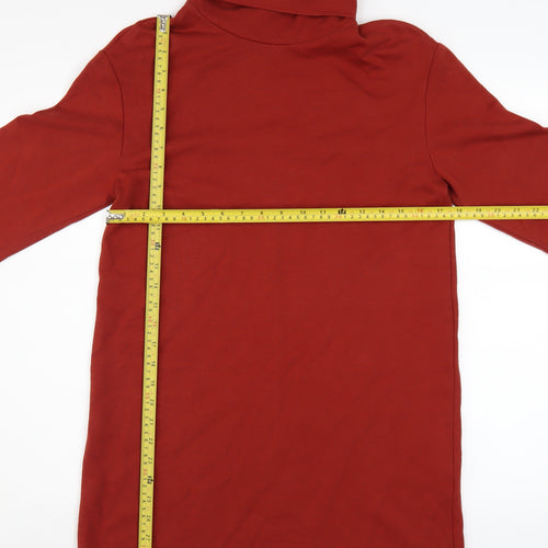 Zara Women Red Roll Neck 3/4 Sleeve Shift Jersey Dress S