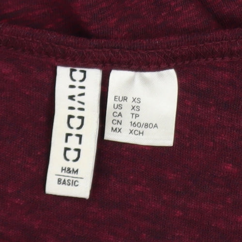 H&M Divided Womens Red Black Raglan 3/4 Sleeve Basic T-Shirt XS