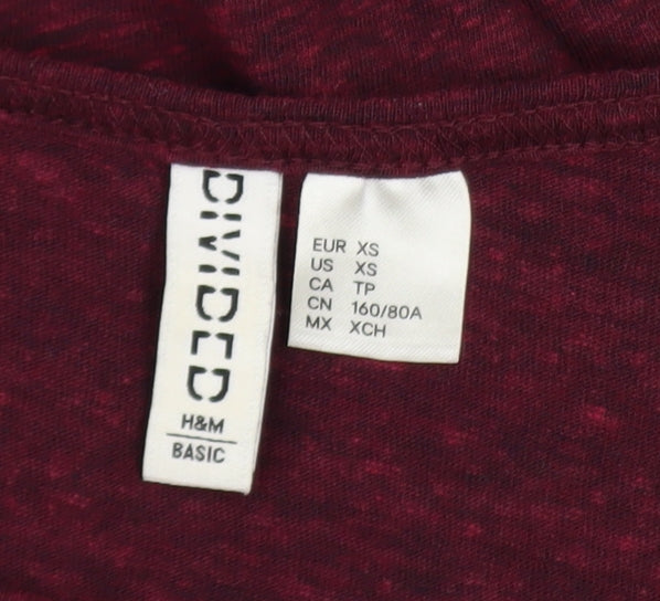 H&M Divided Womens Red Black Raglan 3/4 Sleeve Basic T-Shirt XS