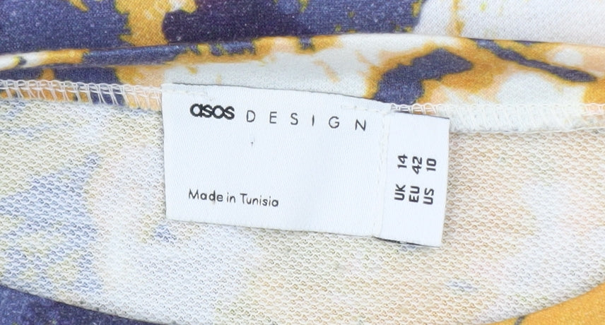 ASOS Design Women's Multicoloured Long Sleeve Tie-Dye Pullover Sweatshirt UK 14 Polyester