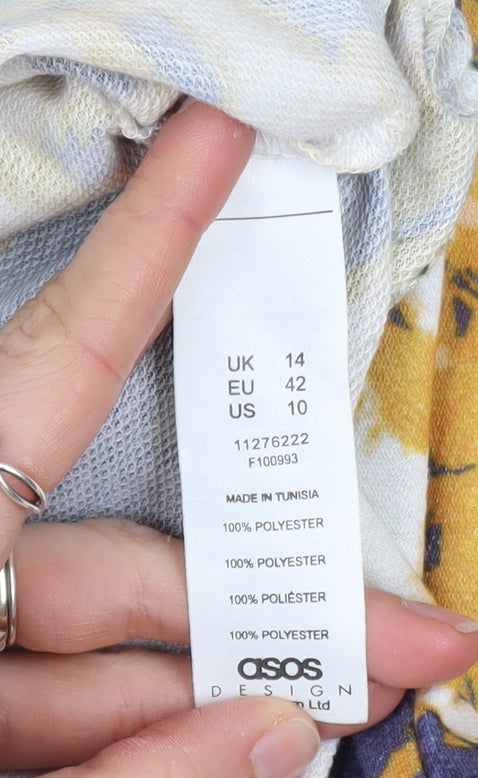 ASOS Design Women's Multicoloured Long Sleeve Tie-Dye Pullover Sweatshirt UK 14 Polyester