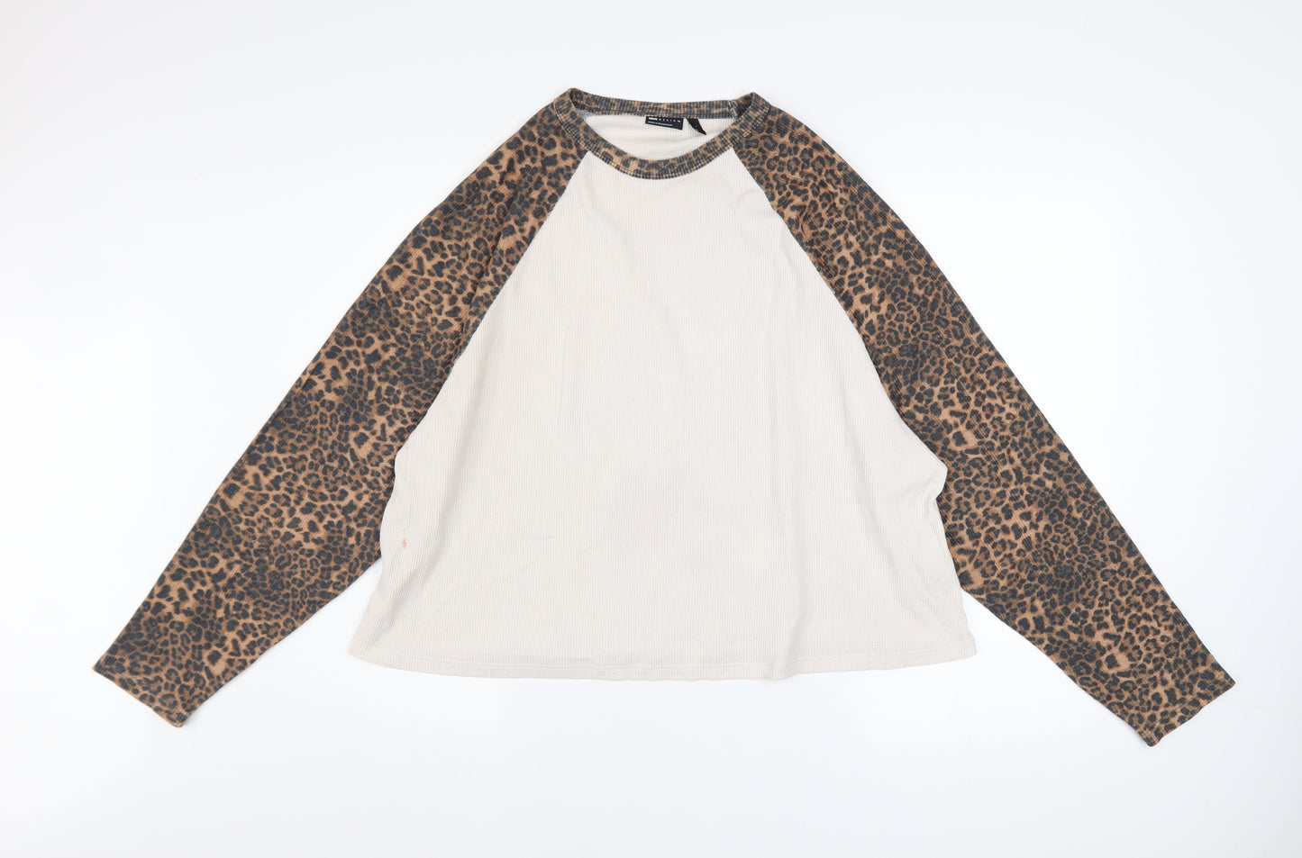 ASOS DESIGN Women’s Beige Leopard Raglan Jumper L