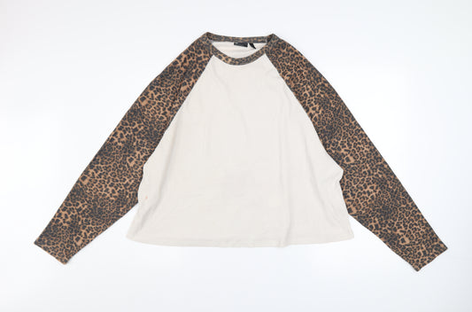 ASOS DESIGN Women’s Beige Leopard Raglan Jumper L