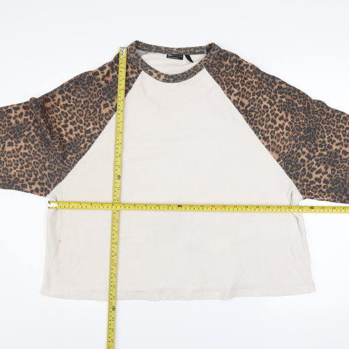 ASOS DESIGN Women’s Beige Leopard Raglan Jumper L