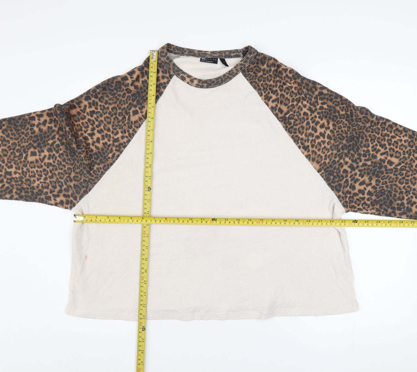ASOS DESIGN Women’s Beige Leopard Raglan Jumper L