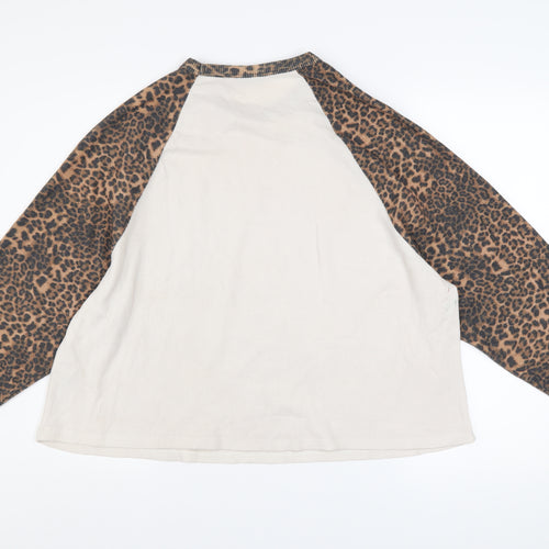 ASOS DESIGN Women’s Beige Leopard Raglan Jumper L