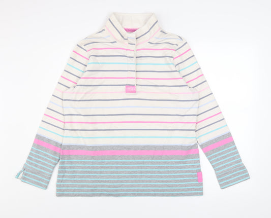 Joules Women’s Multicoloured Stripe Pullover Sweatshirt UK 16 Cotton Blend