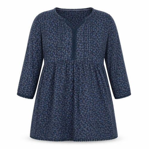 Beacan Cove Women Blue Floral Cotton A-Line Dress Size 12