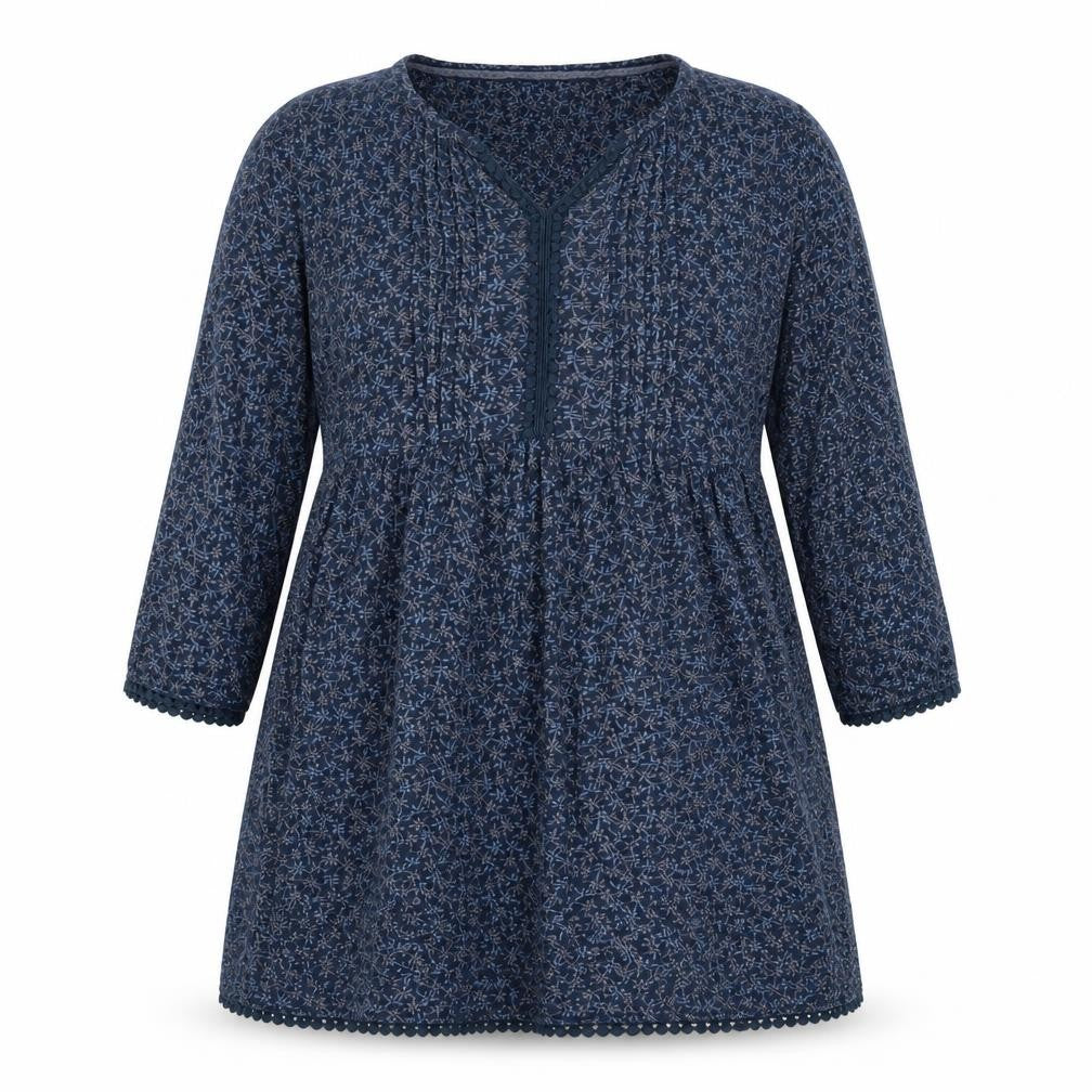Beacan Cove Women Blue Floral Cotton A-Line Dress Size 12