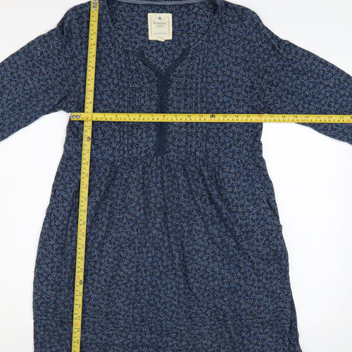Beacan Cove Women Blue Floral Cotton A-Line Dress Size 12