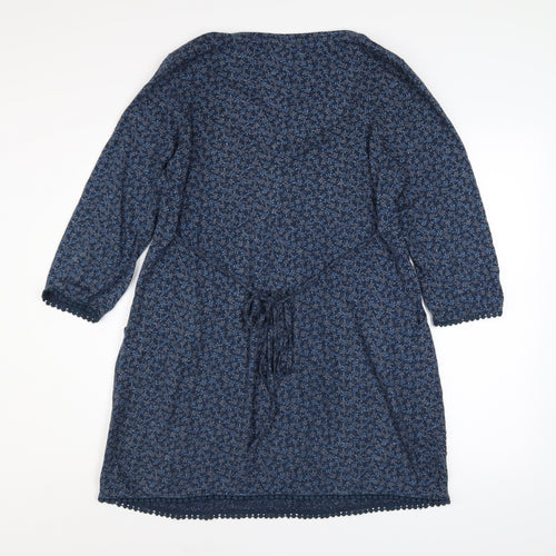 Beacan Cove Women Blue Floral Cotton A-Line Dress Size 12