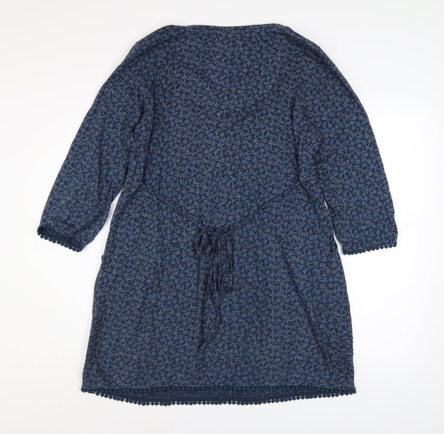 Beacan Cove Women Blue Floral Cotton A-Line Dress Size 12