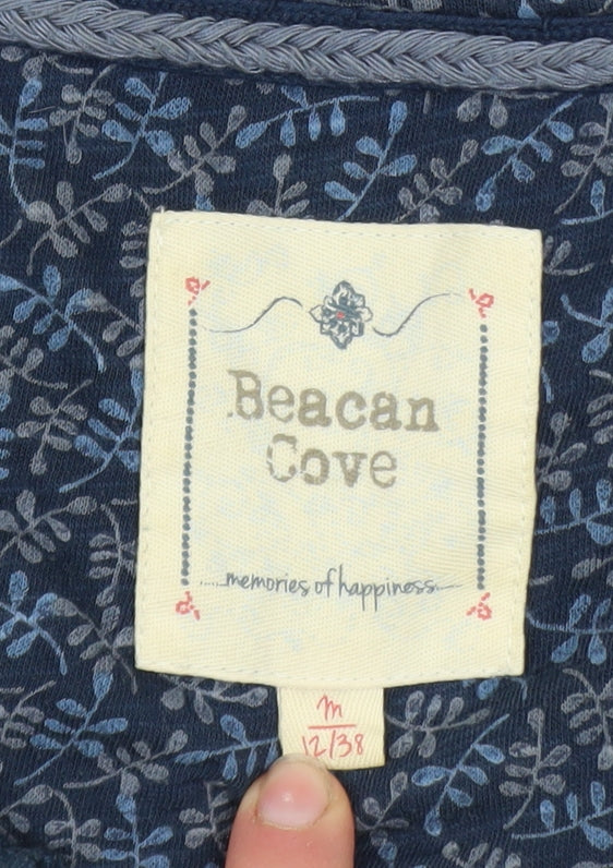 Beacan Cove Women Blue Floral Cotton A-Line Dress Size 12