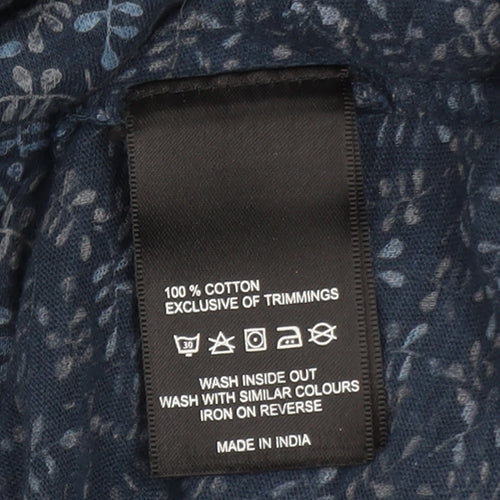 Beacan Cove Women Blue Floral Cotton A-Line Dress Size 12