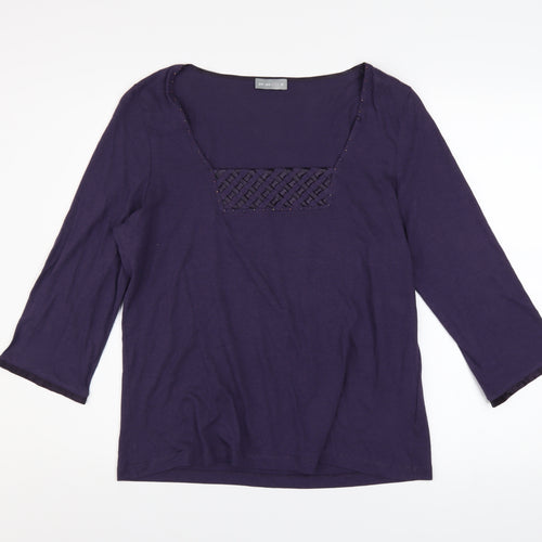 Marks and Spencer Per Una Purple 3/4 Sleeve Cotton Blend Blouse UK 16