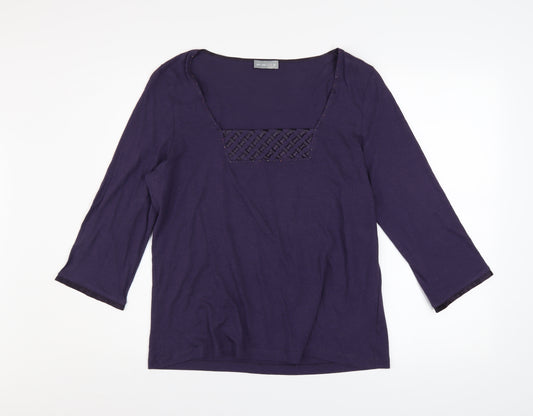 Marks and Spencer Per Una Purple 3/4 Sleeve Cotton Blend Blouse UK 16