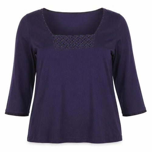 Marks and Spencer Per Una Purple 3/4 Sleeve Cotton Blend Blouse UK 16