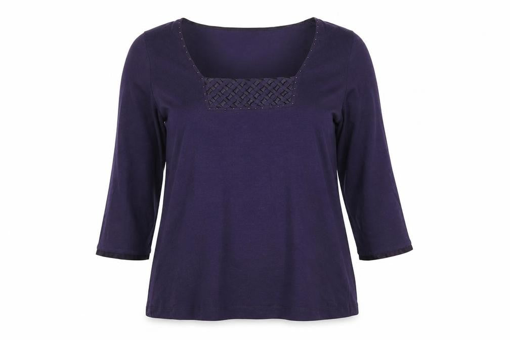 Marks and Spencer Per Una Purple 3/4 Sleeve Cotton Blend Blouse UK 16