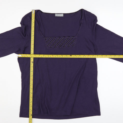 Marks and Spencer Per Una Purple 3/4 Sleeve Cotton Blend Blouse UK 16