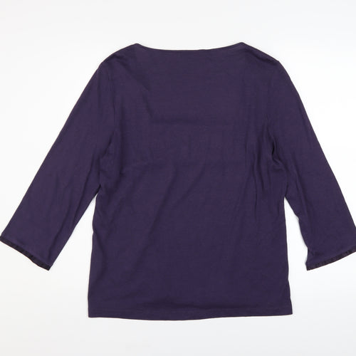 Marks and Spencer Per Una Purple 3/4 Sleeve Cotton Blend Blouse UK 16