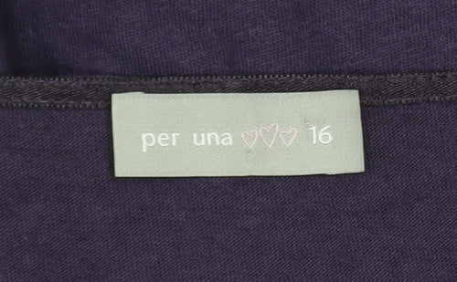 Marks and Spencer Per Una Purple 3/4 Sleeve Cotton Blend Blouse UK 16